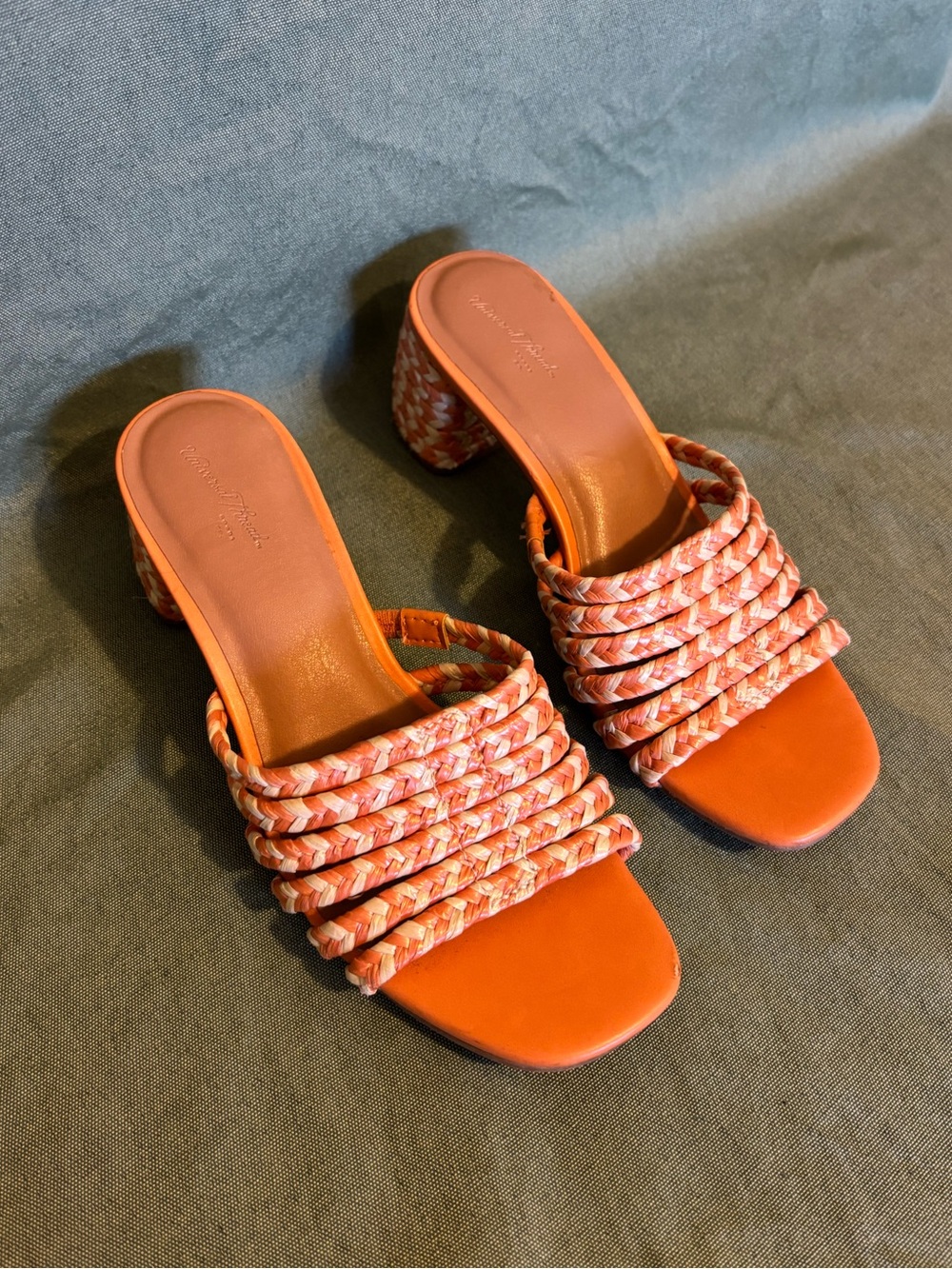 Universal Thread Orange Braided Strap Block Heel Mules